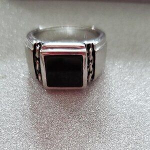 New Men's Sterling and Black Onyx Ring, Size 11